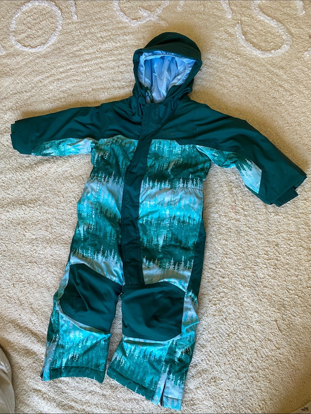 L.L. Bean Teal and Aqua Forest-Print Kids One-Piece Bodysuit